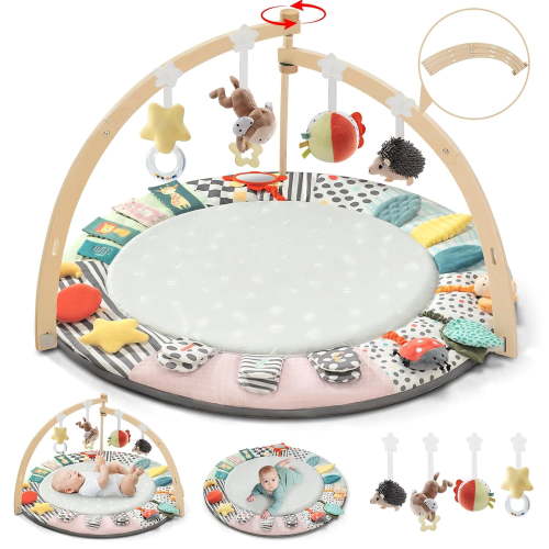 PRVAETU, Wooden Baby Gym Play Mat, 34.65 inches, Green