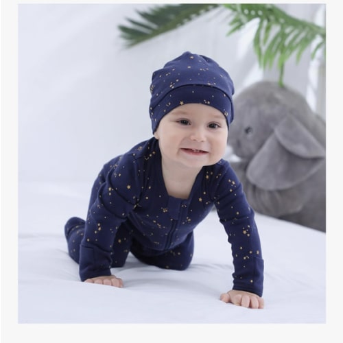 Owlivia Organic Cotton Baby Pajamas, Boys Girls Zip Front Sleep 'N Play Pjs, Footed Sleeper, Long Sleeve