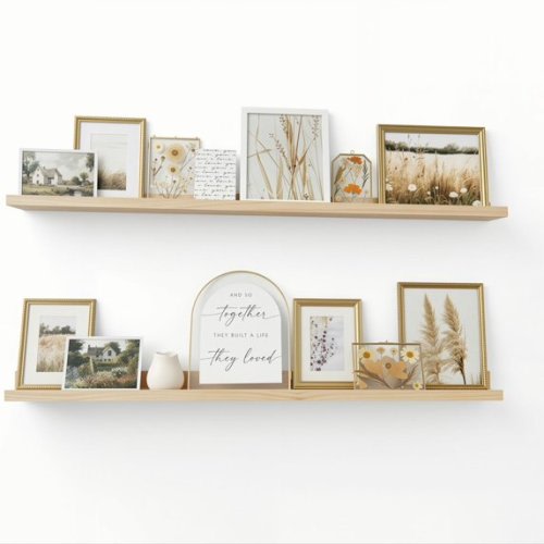 Rustic Wood Floating Shelves 36 Inch Set of 2 Wall Ledge Shelf for Nursery, Kids Bedroom, Bathroom, Living Room, Office Photo Display and Book Storage