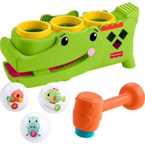 Fisher-Price Sit & Tap Rolligator, Pounding Activity Toy for Baby Crawling Play, 3 Balls & Hammer