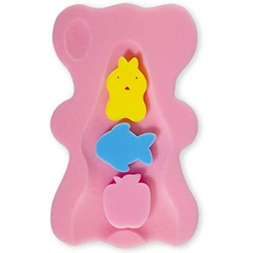 Soft Infant Bath Sponge Skid Proof Baby Bath Mat Newborn Odor Free (Pink)