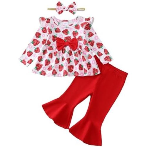 Mioglrie Baby Girl Clothes Infant Girl Fall Winter Outfits Ruffle Floral Shirt Top 3pcs Clothing 3 6 9 12 18 24 Months