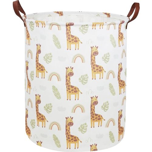 ESSME Kids Laundry Hamper,Giraffe Hamper Collapsible Canvas Waterproof Animal Storage Bin for Boy, Nursery Hamper,Gift Baskets,toy bins(Giraffe)