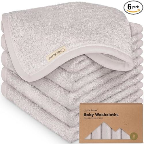 6-Pack Baby Washcloths – Soft Absorbent Viscose from Bamboo Washcloths for Face, Body, Baby Towels for Newborn, Kids, Toddlers, Infant, Gentle on Sensitive Skin, 10x10 Reusable Face Towels (Heather)
