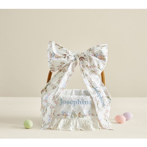 LoveShackFancy White Bunnies Easter Basket Liners & Bow