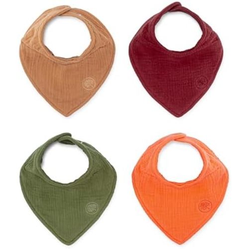 Parker Baby Muslin Bandana Drool Bibs | 100% Soft Muslin Cotton, Absorbent & Adjustable | Stylish Teething & Drooling Bibs