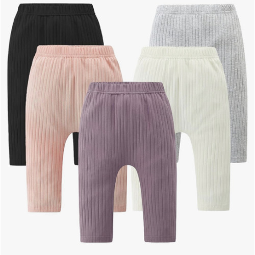 Fullfamous Baby and Toddler Girl's 5 Pack Cotton Ribbed Pull On Pants Leggings 0-4 Years