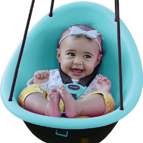 Swurfer Kiwi Toddler Swing – Comfy Baby Swing Outdoor, 3-Point Adjustable Safety Harness, Safe Quick Click Locking System, Foam-Lined Shell, Blister-Free Rope, Easy Installation, Age 9 Months and Up