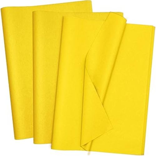 Jkopsnr 100 Sheets Yellow Tissue Paper 20x14 Inches Tissue Paper for Gift Bags Wrapping Paper Bulk for DIY Crafts Birthday Baby Shower Festival Holidays Decorative