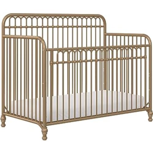 Little Seeds Ivy 3-in-1 Convertible Metal Crib, Gold
