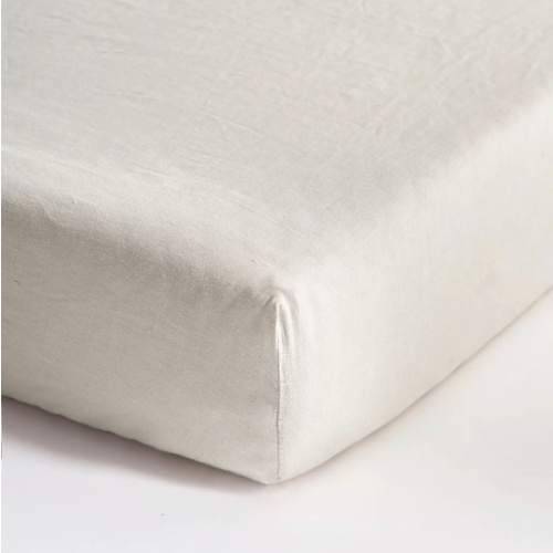 European Linen Fitted Crib Sheet in Mist