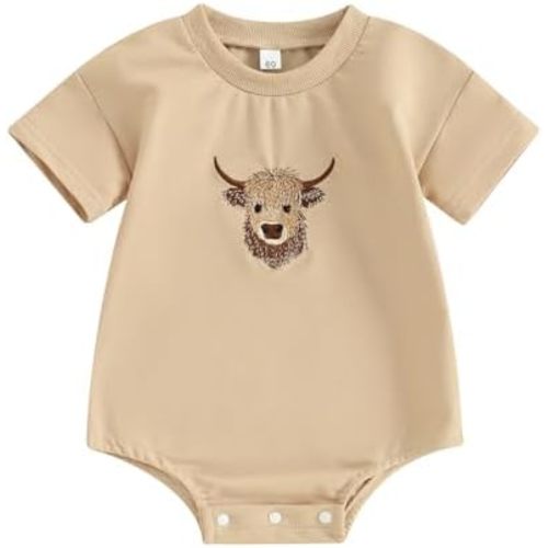 Kayotuas Baby Boys Girls Farm Animal Outfit Summer Clothes Cow and Chicken T Shirt Romper Newborn Country Western Onesie Tops
