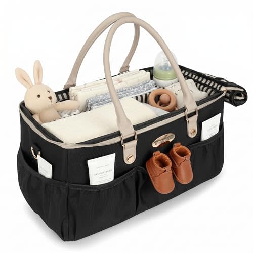 Luxe Diaper Caddy Organizer, Extra Large Collapsible Nursery Storage Tote for Baby Essentials & Travel