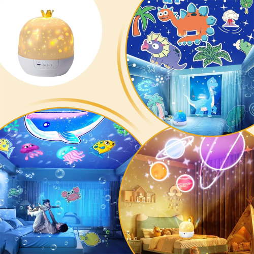 Star projector night light with music portable rotatable nursery lamp colorful ceiling projector toy gift for bedroom decoration birthday