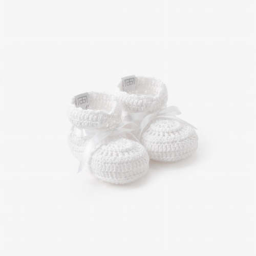 Hand Crocheted Baby Booties WHITE / O/S