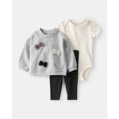 Baby 3-Piece Bows Little Pullover Set - Grey - Carter's | Carter's
