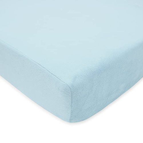 American Baby Company Heavenly Soft Chenille Fitted Crib Sheet 28" x 52", Warm and Cozy Neutral Chenille Sheet, Blue, for Boys and Girls, Fits Crib and Toddler Bed mattresses