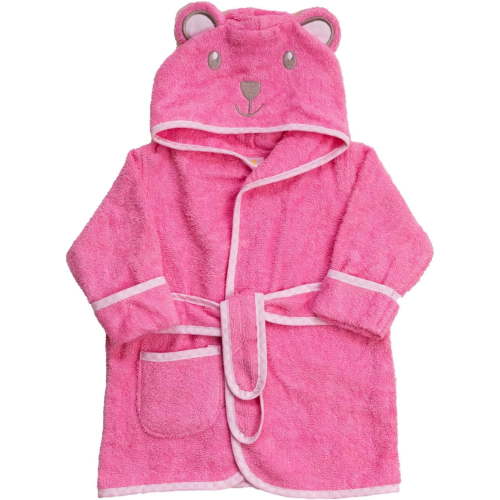Spasilk 100% Cotton Hooded Terry Bear 3D Bathrobe with Ears and Booties, Pink, One Size