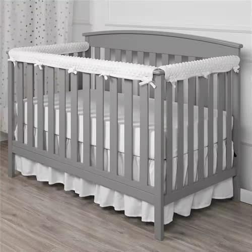Ahmazingly Rail Cover - Gray/White Reversible Teething Guard, Soft Minky Dot, One 51"x7" & Two 27.5"x7" Covers, Protects Rails, Prevents Bumps & Chewing, Rail Protector, Edge Guard Bumper