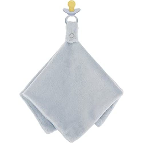 Minky Baby Blanket with Pacifier Clip - Light Blue