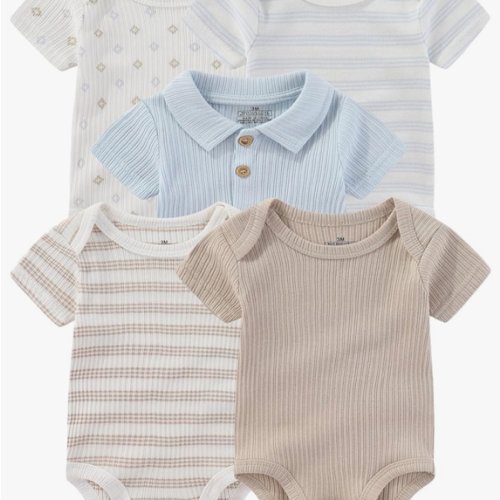 Body de bebé acanalado mezcla verano recién nacido niño niña ropa 5-pack