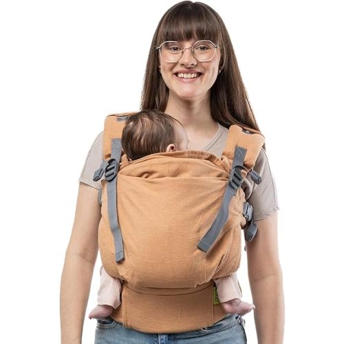 Boba X Baby Carrier Newborn to Toddler - Certified Hip Healthy, Micro-Adjustable Baby Carriers from Newborn - Breathable & Lightweight 100% Cotton Twill, Petite to Plus Size, 7-45 lbs (Linen Rye)