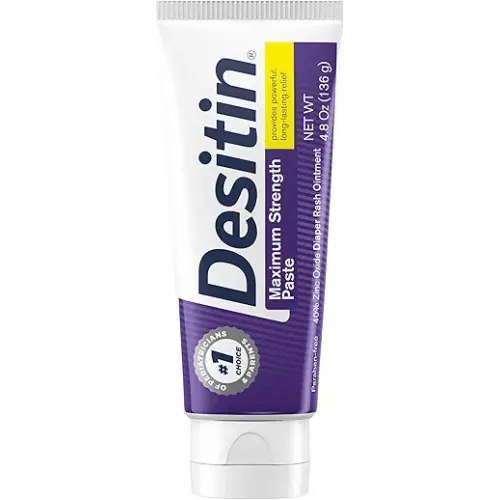 Desitin Maximum Strength Baby Diaper Rash Cream, 40% Zinc Oxide, Hypoallergenic No Added Parabens & Dyes, Protects & Relieves Baby’s Skin for Up to 12 Hours, Prevents Diaper Rash, 4.8 oz Tube