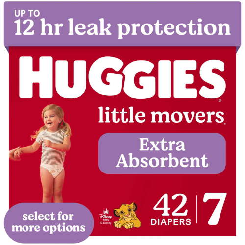 Huggies, Little Movers Baby Diapers, Size 7 (41+ lbs), 42 ct