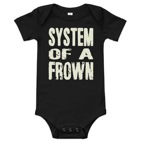 SYSTEM OF A FROWN Baby Onesie, 100% Cotton, Sizes 3-24m, Unisex-Babies, Funny Baby Gift for Heavy Metal Fans