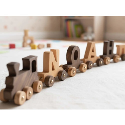 Personalized Wooden Name Train Toy for Kids, Custom Baby Gift, Montessori Toy, First Birthday Nursery Decor