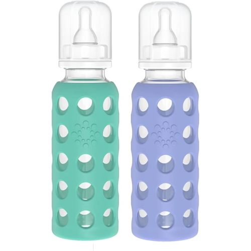 Lifefactory 9oz Glass Baby Bottle 2pk (Kale/Blueberry)