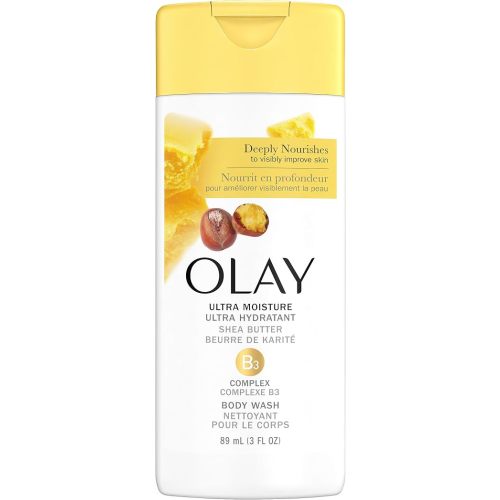Olay Ultra Moisture Body Wash for Women, Shea Butter Scent, Travel Size, 3 oz (Pack of 3)