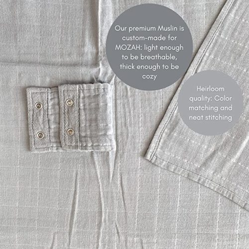 MOZAH 100% Organic Muslin Car Seat Covers for Babies Baby Car Seat Covers for Girls (Belgian Grey)