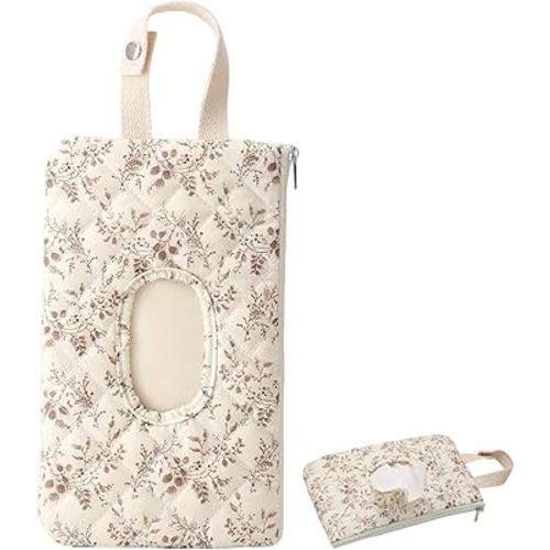 Baby Wipe Holder, Portable Refillable Wipe Holder, Reusable Wipes Pouch, Travel Wipes Case for Stroller, Outdoor, Baby Wipe Pouch (White)