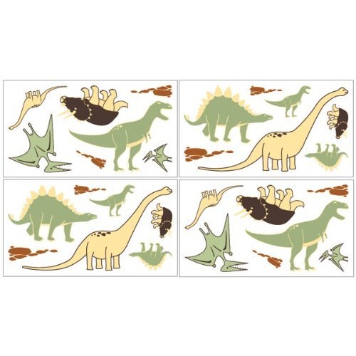 Dinosaur Land Wall Decal Stickers by Sweet Jojo Designs - Set of 4 Sheets