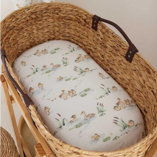 Duck Pond Organic Fitted Bassinet Sheet & Change Pad Cover | Snuggle Hunny