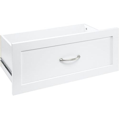 ClosetMaid SuiteSymphony Wood Drawer, Add On Accessory Shaker Style, for Storage, Closet, Clothes, 25" X 10", Pure White