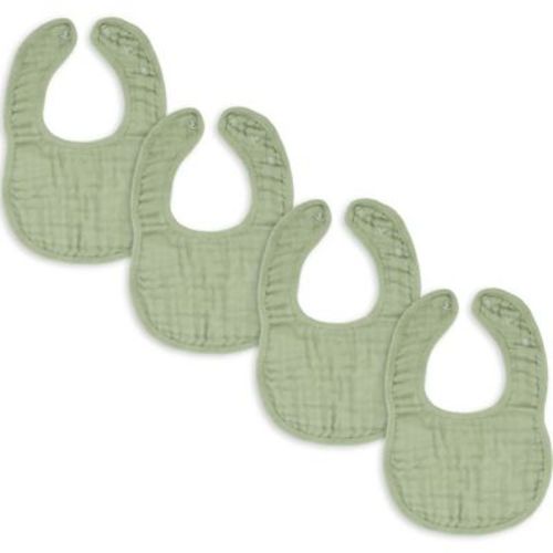 Comfy Cubs Muslin Cotton Baby Bibs, 4 Pack, Adjustable Size with Easy Snaps, Soft and Super Absorbent - Sage