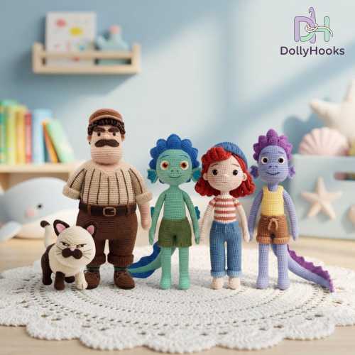 Handmade Luca Crochet Doll, Luca and Alberto Plush, Giulia Amigurumi, Massimo Crochet Doll, Machiavelli Cat Plush, Sea Monster Plush Toys