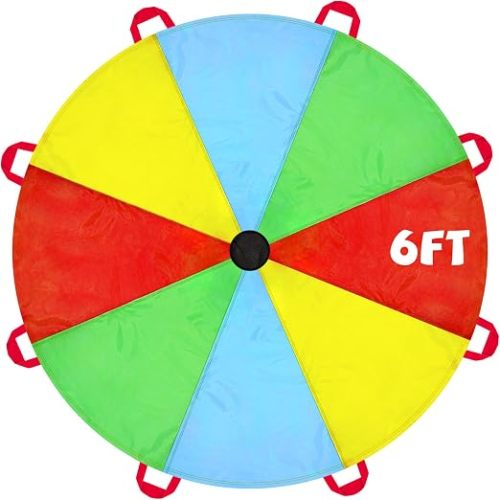 Kids Play Parachute, 6ft Multicolored Rainbow Parachute