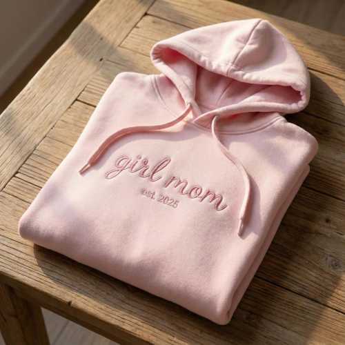 Girl Mom Sweatshirt – Embroidered Mom Crewneck, Est. 2025 Girl Mom Shirt, Gift for Wife, New Mom Gift