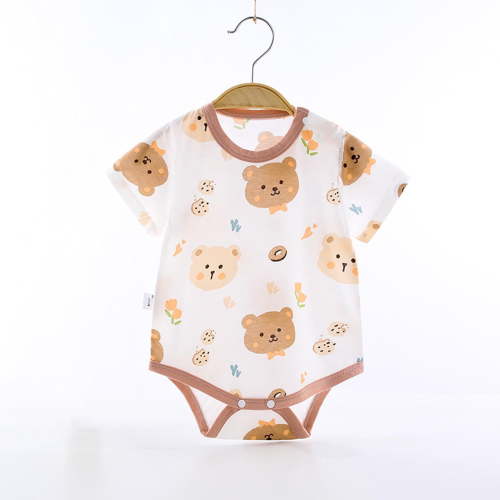 Baby Girls Boys Onesies Summer Unisex Gender Neutral Toddler 0-2Y Infant Newborn Baby Romper Pajamas Bodysuit Summer Short Sleeve Printed Cotton Baby Clothes Jumpsuit