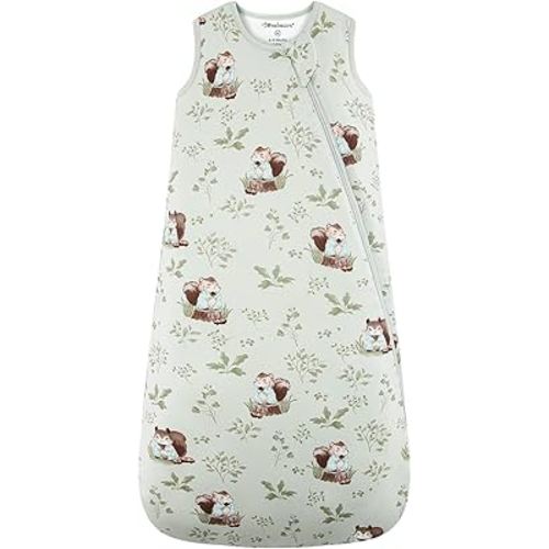 Mosebears Unisex Rayon Made from Bamboo Sleep Sack with 2-Way Zipper,2.5 Tog Baby Winter Sleep Sack(Green Animal,6-18 Months)
