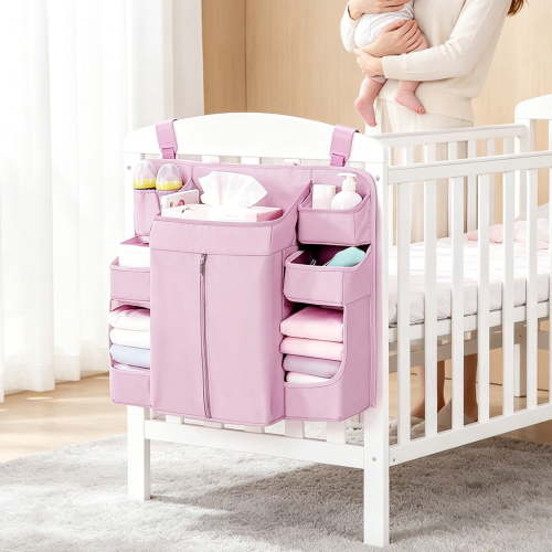 Crib Storage Organizer, Multifunctional Washable Hanging Diaper Storage Rack, Nursery b’aby Crib Hanging Bag, Space‑Saving Holder for Diapers, Wipes, Toiletries & b’aby Essentials Use