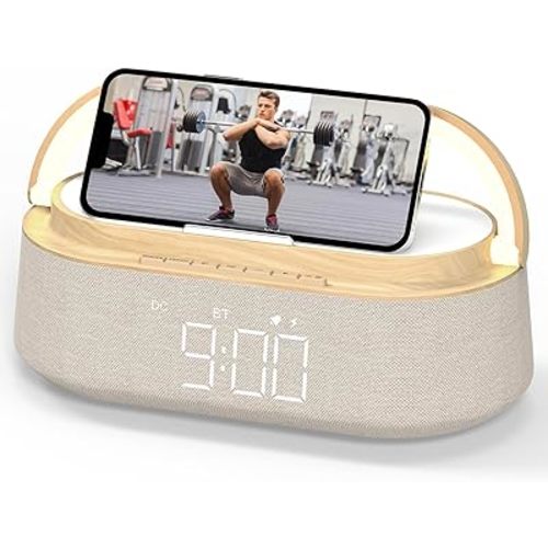 Bluetooth Speaker with Wireless Charge FM Radio 2500mAh Battery, LED Night Light Suitable for Home,Bedroom,Office