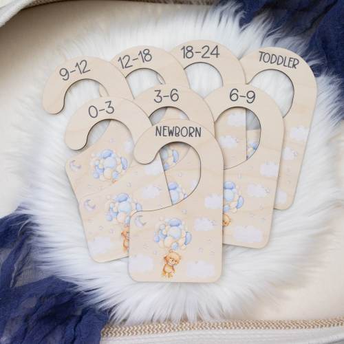 Bear Balloon Clothing Dividers, Adventure Baby Clothing Divider, Wood Wardrobe Divider, Nursery Closet Divider, Lullaby Bear Nursery, T57
