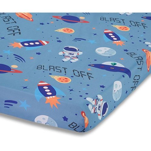 Everyday Kids Baby Boy Fitted Crib Sheet Outerspace Adventures, 100% Soft Breathable Microfiber, Fits Standard Crib Mattress 28" x 52"