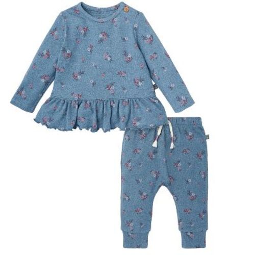 Modern Moments™ by Gerber Baby Girls' 2-Piece Peplum Top and Pants, Blue Heather, 3-6 Months