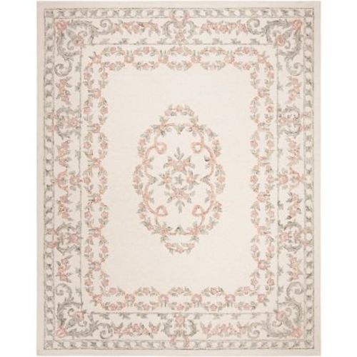 Aubusson AUB102 Hand Tufted Indoor Area Rug - Ivory/Pink - 8'x10' - Safavieh