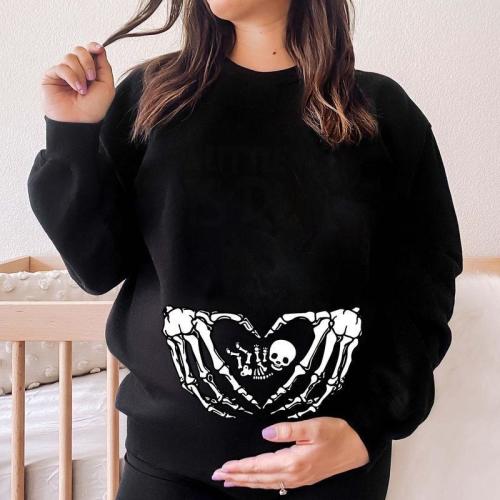 Pregnant Skeleton Shirt, Skeleton Baby Halloween Maternity Shirt, Pregnancy Mom Gift Maternity Shirt With Baby Skeleton